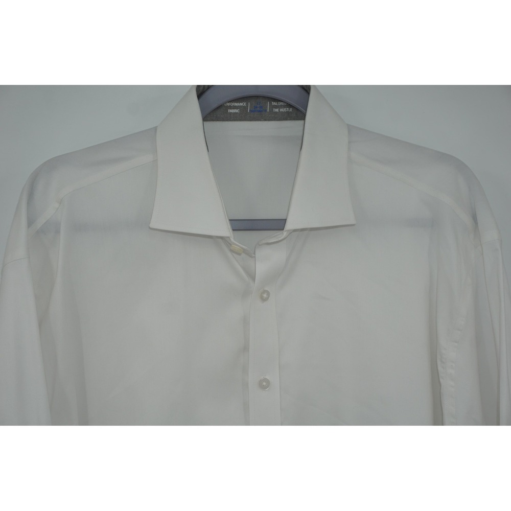 Twillory Dress Shirt White Performance Fabric Long Sleeve Men's 17 34/35